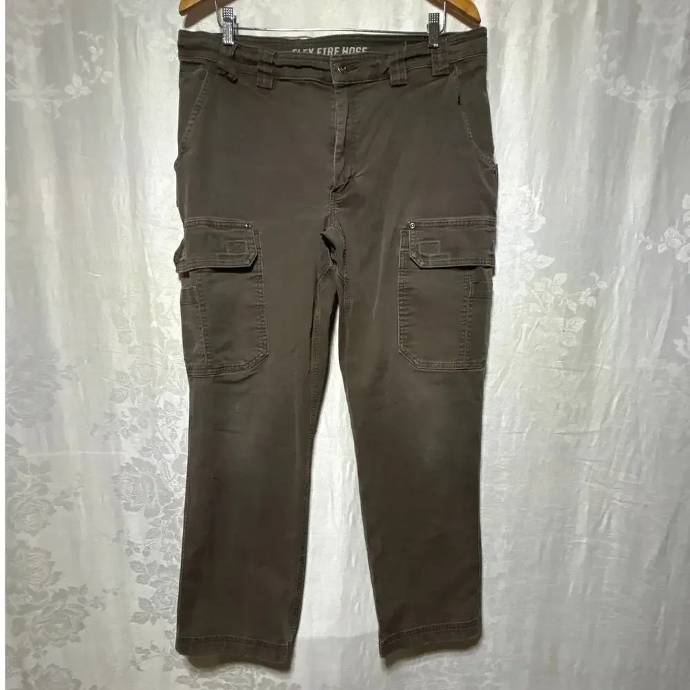 Duluth Cargo Pants 38x32 Brown Flex Fire Hose Cotton Canvas Stretch Workwear